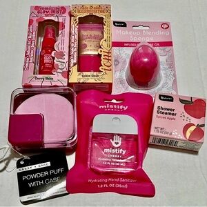 Beauty and Skincare Set with Pink and Red Accents